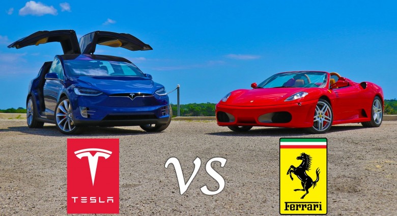 Tesla Model X P90D Ludicrous vs Ferrari F430